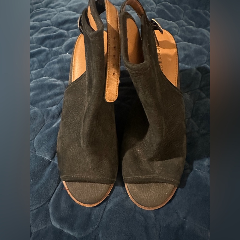 Lucky Brand Black Suede Mules…Genuine Leather